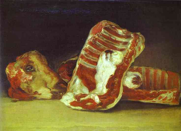 head and quarters of a dissected ram
